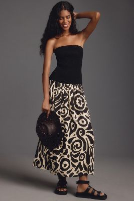 Shop The Wolf Gang Alyss Strapless Twofer Maxi Dress In Black
