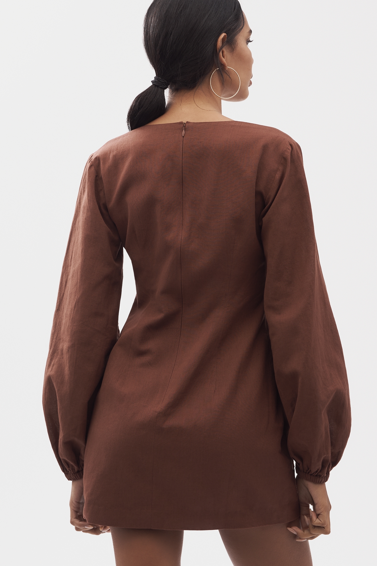 The Wolf Gang Sueno Long-Sleeve Cotton Linen Mini Dress