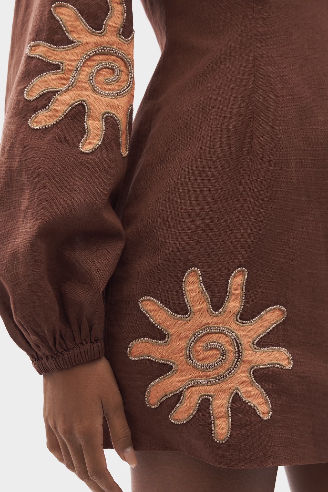 The Wolf Gang Sueno Long-Sleeve Cotton Linen Mini Dress