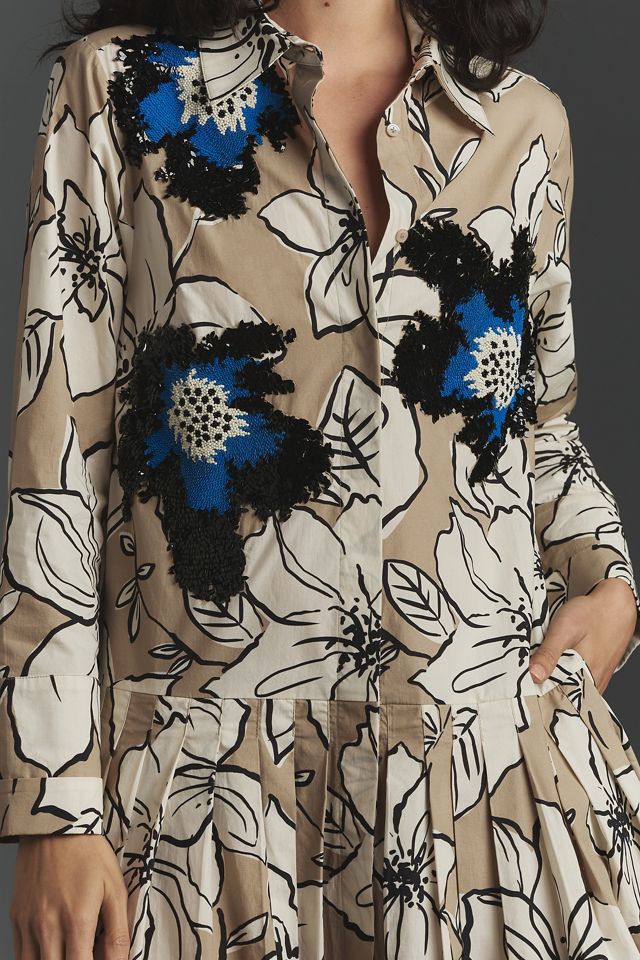 Vestito Camicia Midi Floreale a Maniche Lunghe Dhruv Kapoor #1
