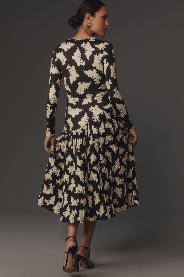 Dhruv Kapoor Long-Sleeve Pleated Midi Dress #1