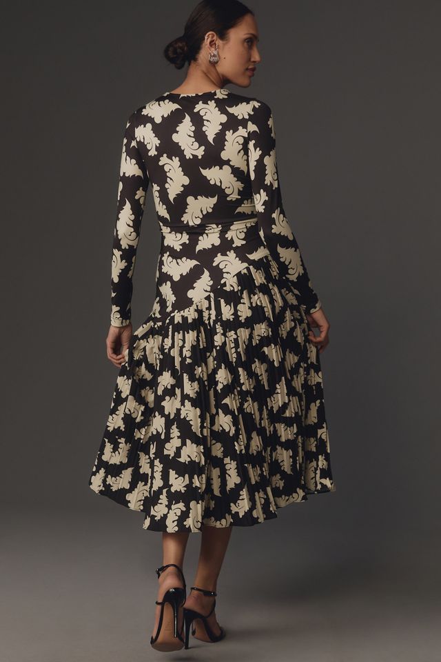 Dhruv Kapoor Long-Sleeve Pleated Midi Dress | Anthropologie