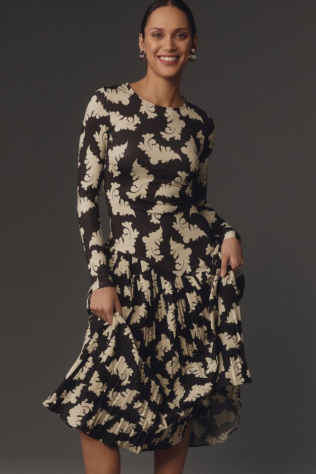 Dhruv Kapoor Long-Sleeve Pleated Midi Dress #3