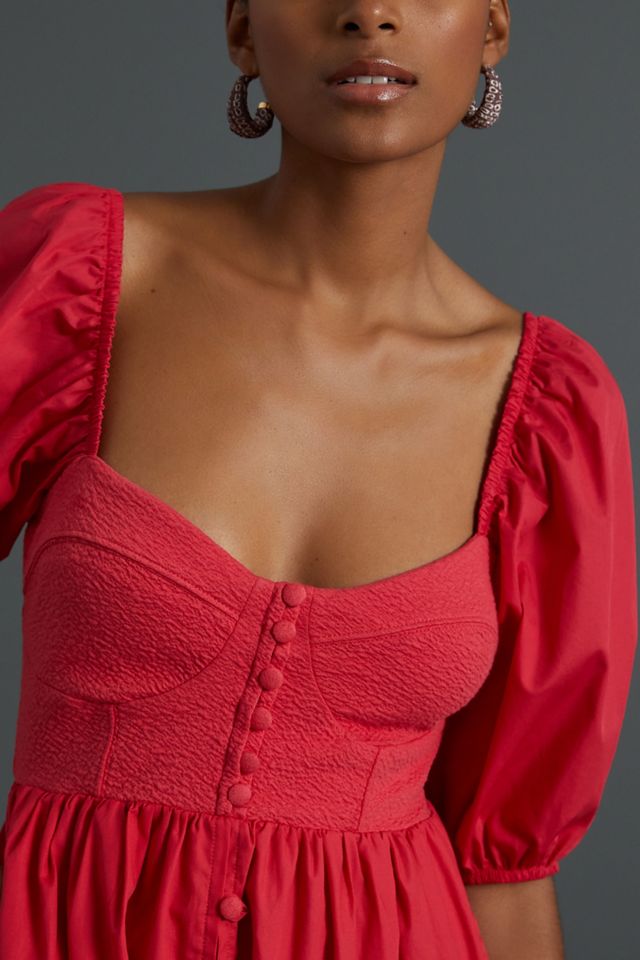 Maeve Puff-Sleeved Sweetheart Mini Dress #2