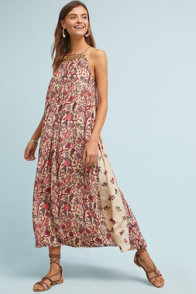 Beaded Halter Maxi Dress