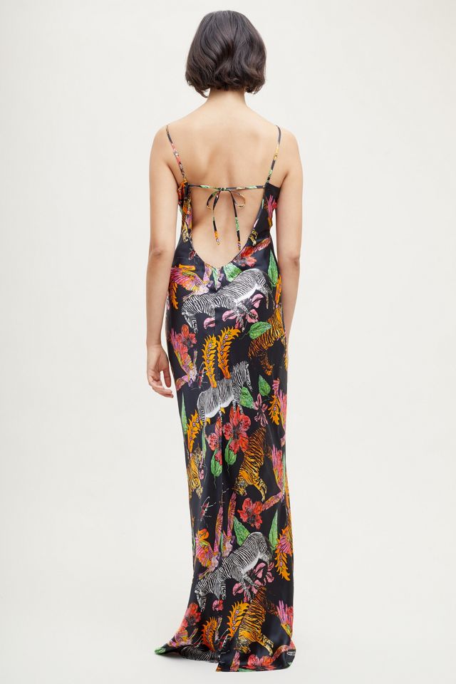 tiger satin slip dress ORANGE TIGER PRINT SATIN SLIP DRESS  Arelia's Dream