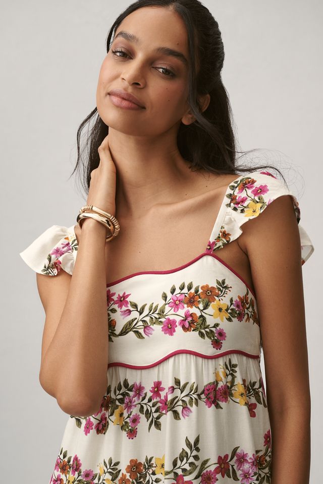 Saylor Petite Ayame Flutter-Sleeve Tiered Maxi Dress #3