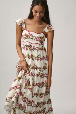 By Anthropologie Long-Sleeve Sheer Pleated Midi Dress