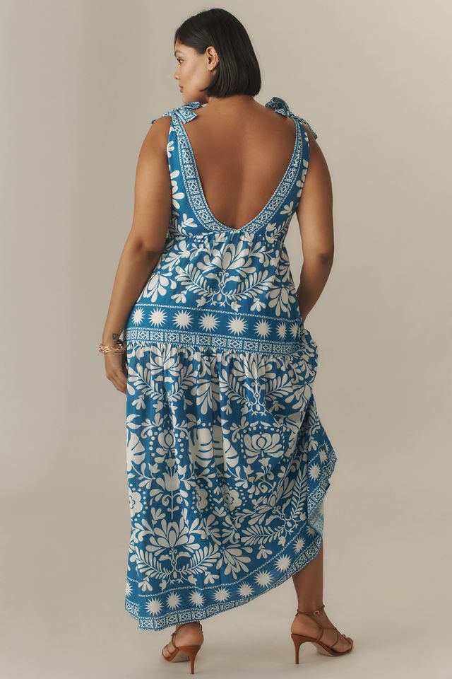 Saylor Brenna Linen Blend Tie-Strap V-Neck Maxi Dress #5