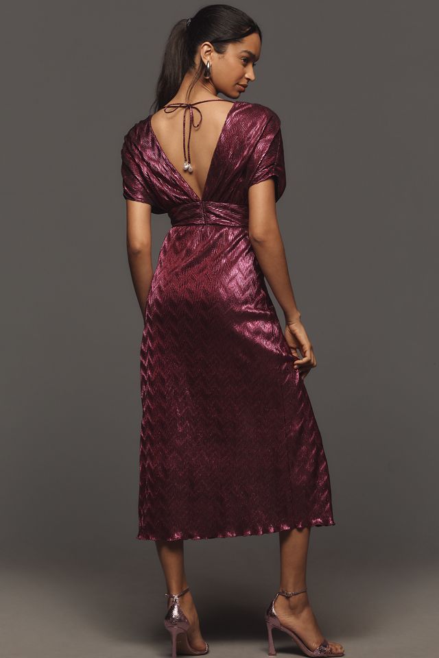 Saylor NYC Brea Short-Sleeve V-Neck Midi Dress #6
