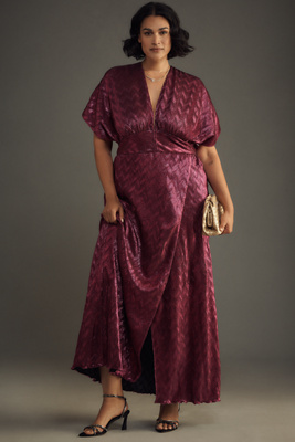 Brea Short-Sleeve V-Neck Midi Dress