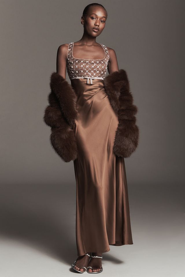 Saylor Sleeveless Embellished Square-Neck Maxi Dress #1