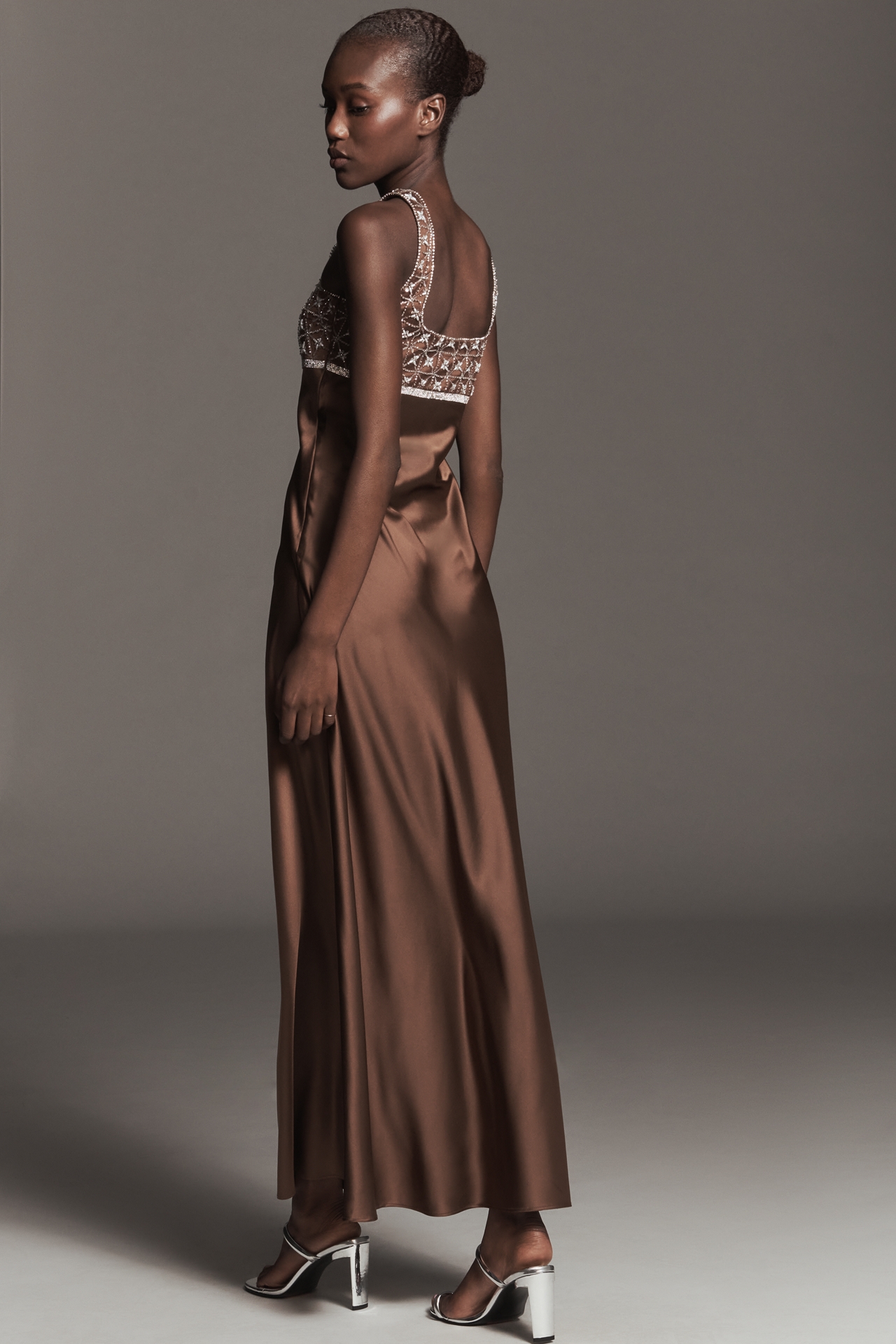 Saylor Sleeveless Embellished Square-Neck Maxi Dress