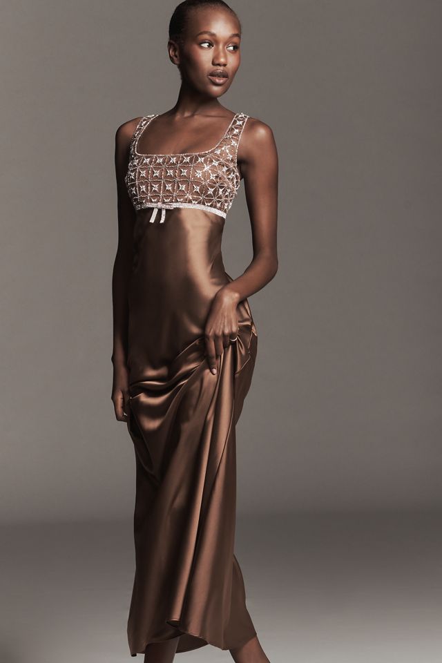 Saylor Sleeveless Embellished Square-Neck Maxi Dress #3