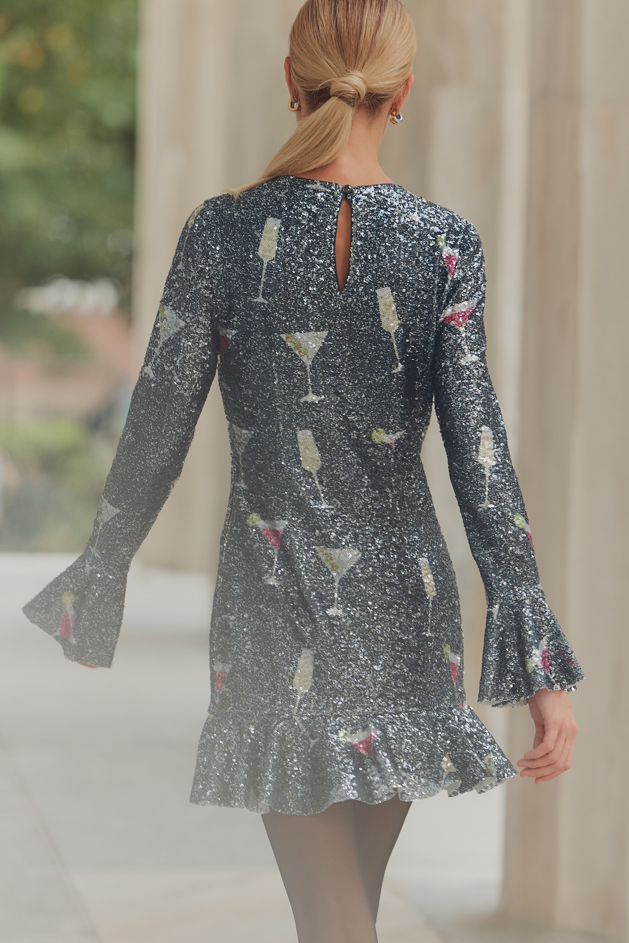 Saylor Brioni Long-Sleeve Crew-Neck Mini Dress