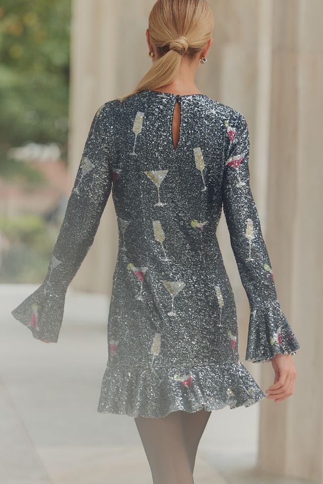 Saylor Brioni Long-Sleeve Crew-Neck Mini Dress #2