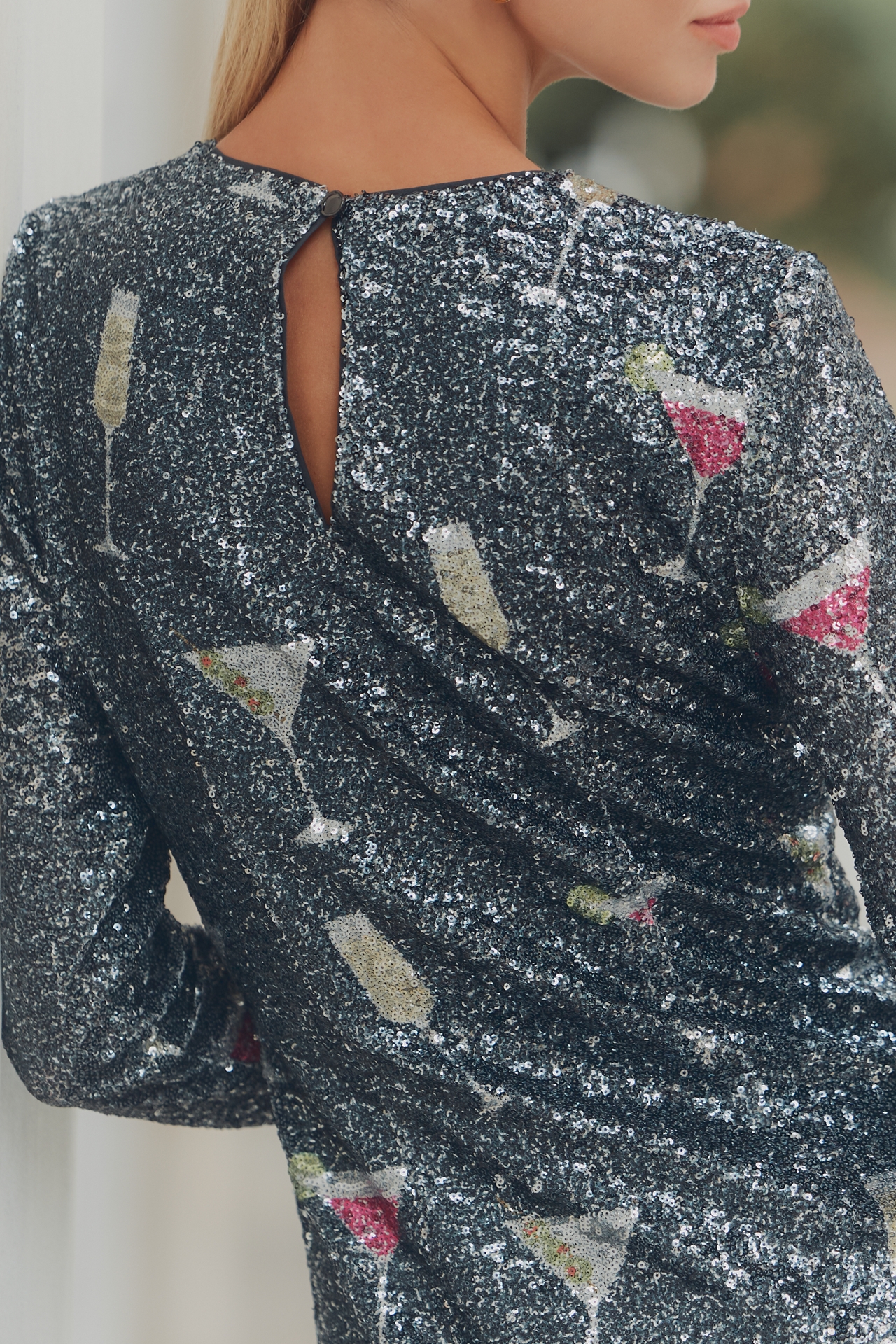 Saylor Brioni Long-Sleeve Crew-Neck Mini Dress