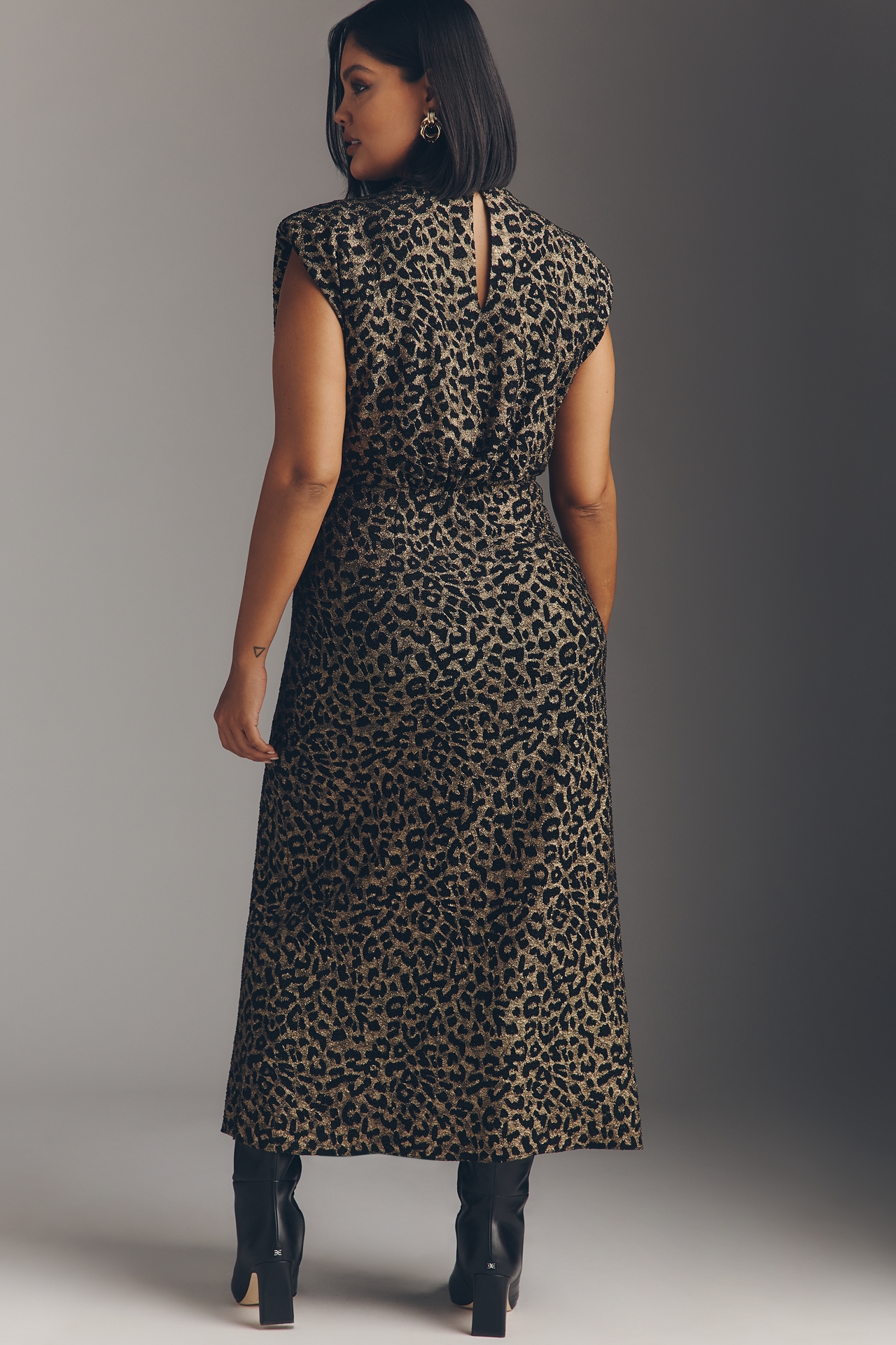 Saylor Cinched Short-Sleeve Maxi Dress