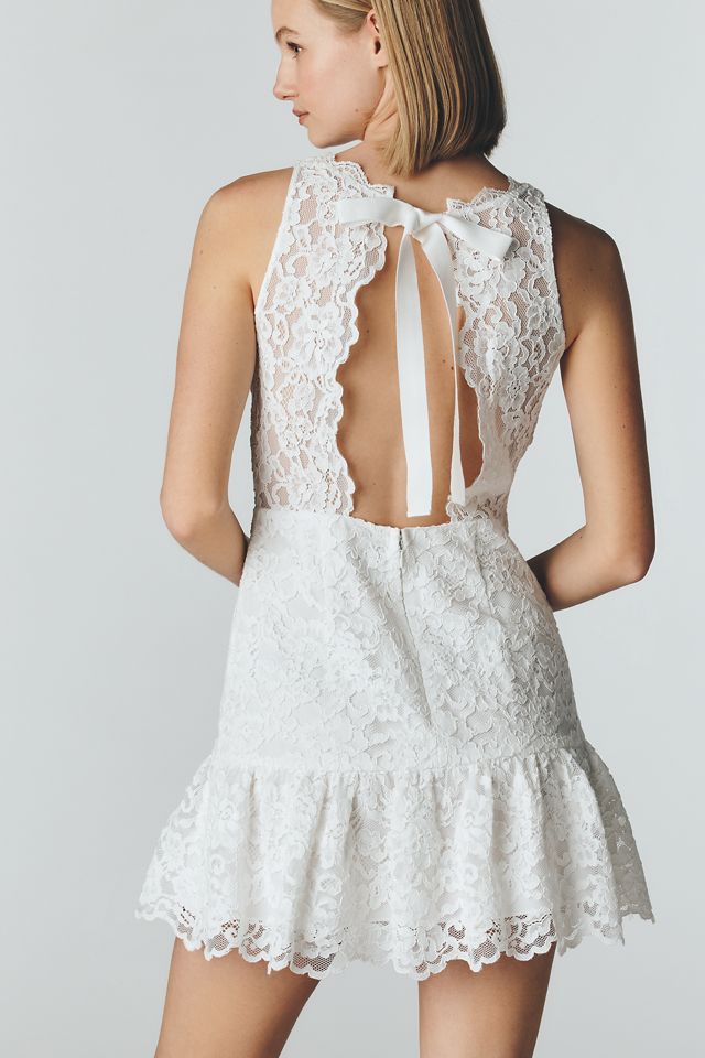 Drusilla Lace Drop-Waist Mini Dress by Saylor in White, Size: Medium at Anthropologie