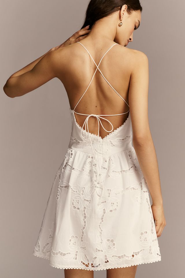 Saylor Square-neck Halter Midi Dress - White
