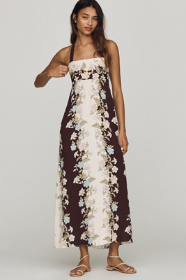Saylor Danni Square-neck Midi Dress In Brown