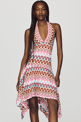 Saylor Lissie Plunge Halter Mini Dress In Multi