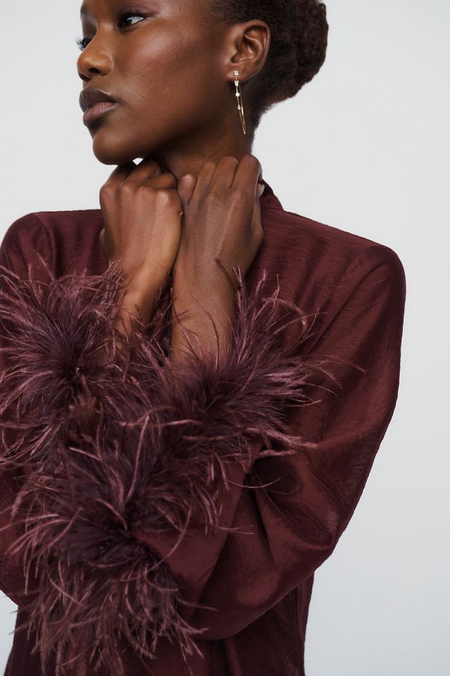 Saylor Vanya Faux Feather Mini Dress | Anthropologie