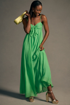 Cami Nyc Loa Frontbow Linen Maxi Dress In Green ModeSens