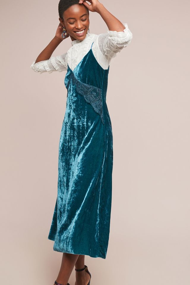 Blue velvet best sale slip dress