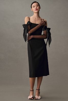 Shop Beatrice B Sleeveless Scoop-neck Midi Dress In Black
