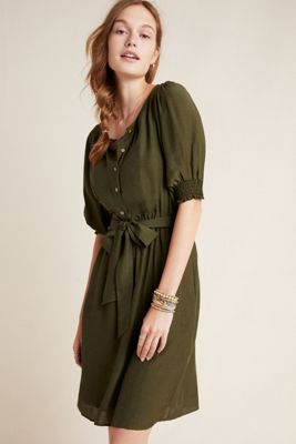 Nicole Puff-Sleeved Shirtdress