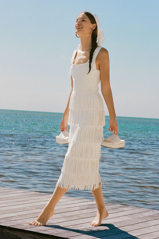 Endless Rose Tiered Fringe Knit Dress Anthropologie