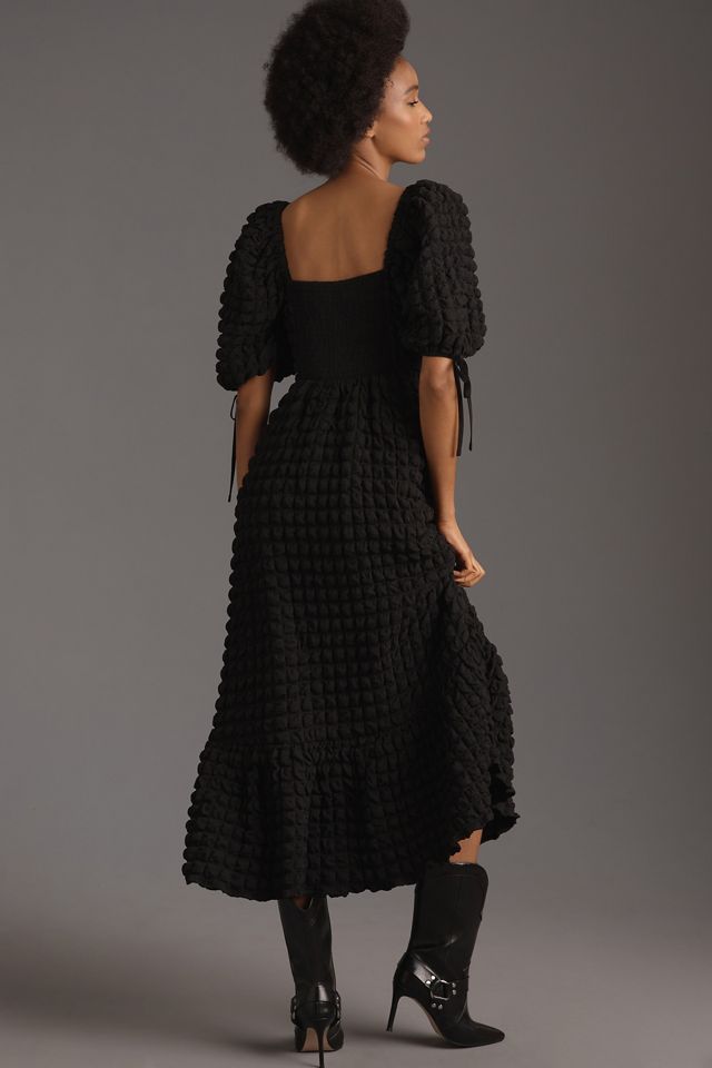 Endless Rose Puff-Sleeve Sweetheart Textured Midi Dress #2