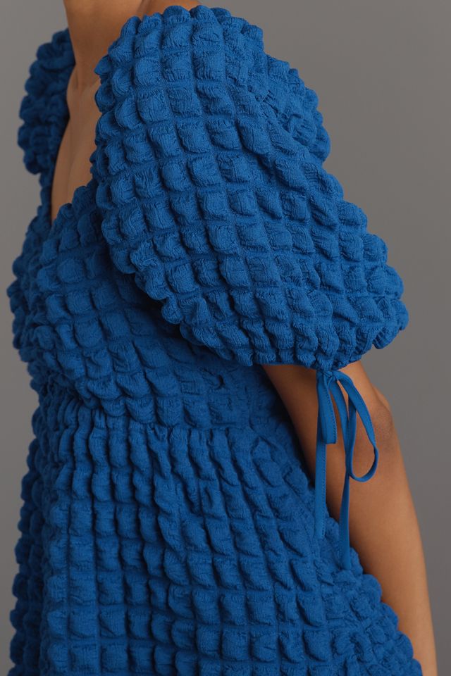 Endless Rose Puff-Sleeve Sweetheart Textured Midi Dress #2