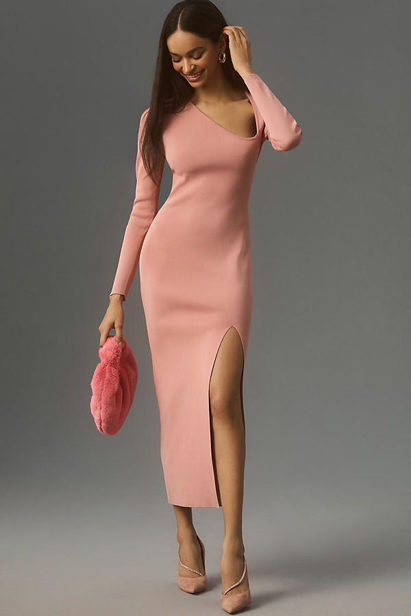 Endless Rose Long-sleeve Knit Midi Dress In Pink