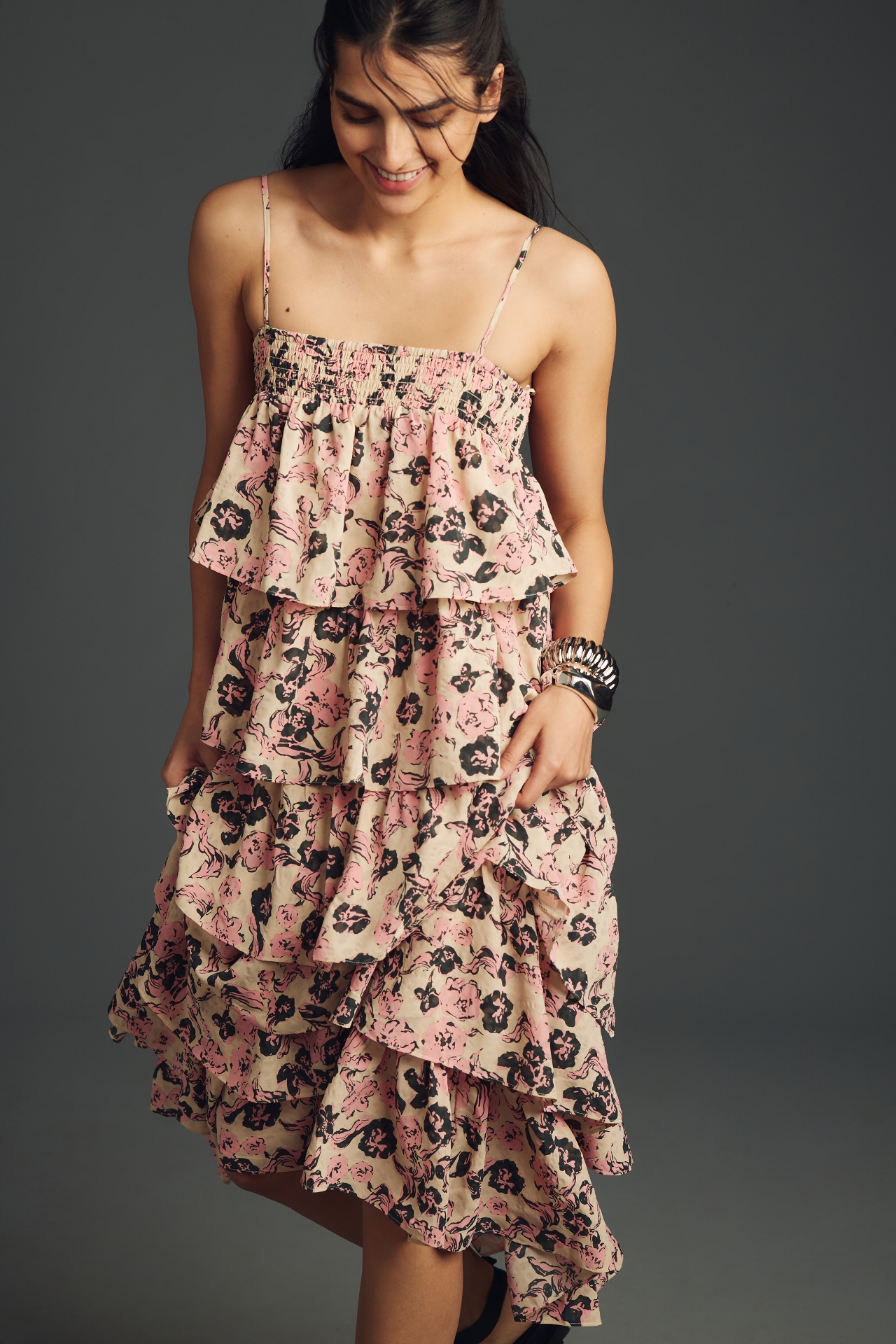 Endless Rose Sleeveless Tiered Ruffled Midi Dress