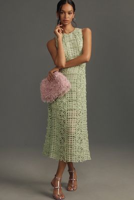 Endless Rose Square-Neck Textured Midi Dress | Anthropologie