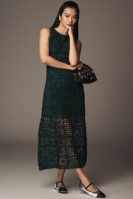 Anthropologie Endless Rose Sleeveless Textured Midi Dress In Multicolor