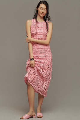 Anthropologie Endless Rose Sleeveless Textured Midi Dress In Pink