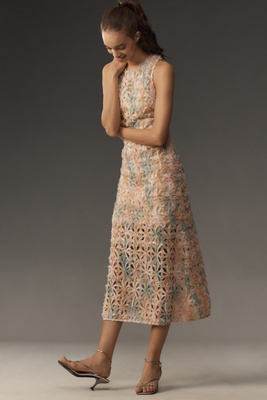 Anthropologie Endless Rose Sleeveless Textured Midi Dress In Pink