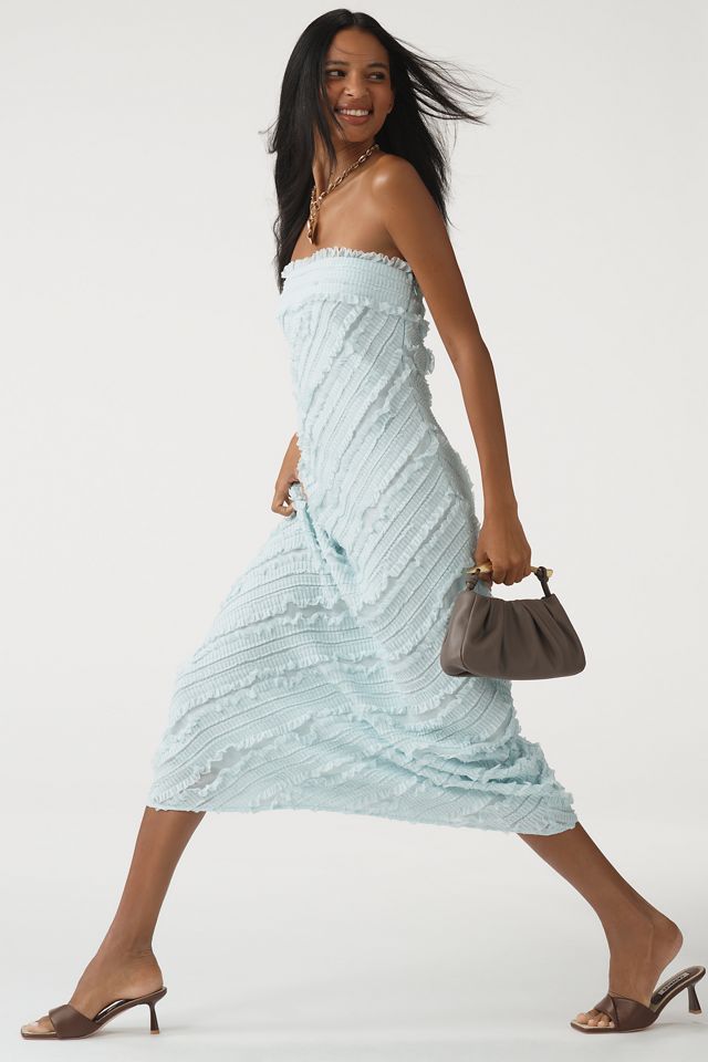 Endless Rose Strapless Textured Column Midi Dress