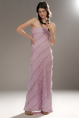 Endless Rose Strapless Textured Column Midi Dress In Purple