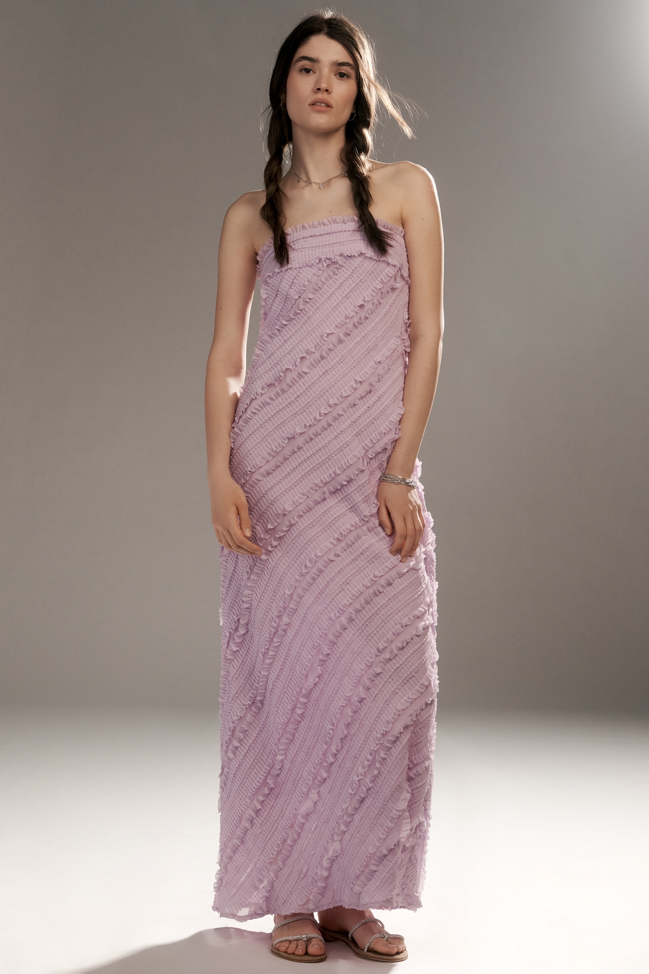 Endless Rose Strapless Textured Column Midi Dress