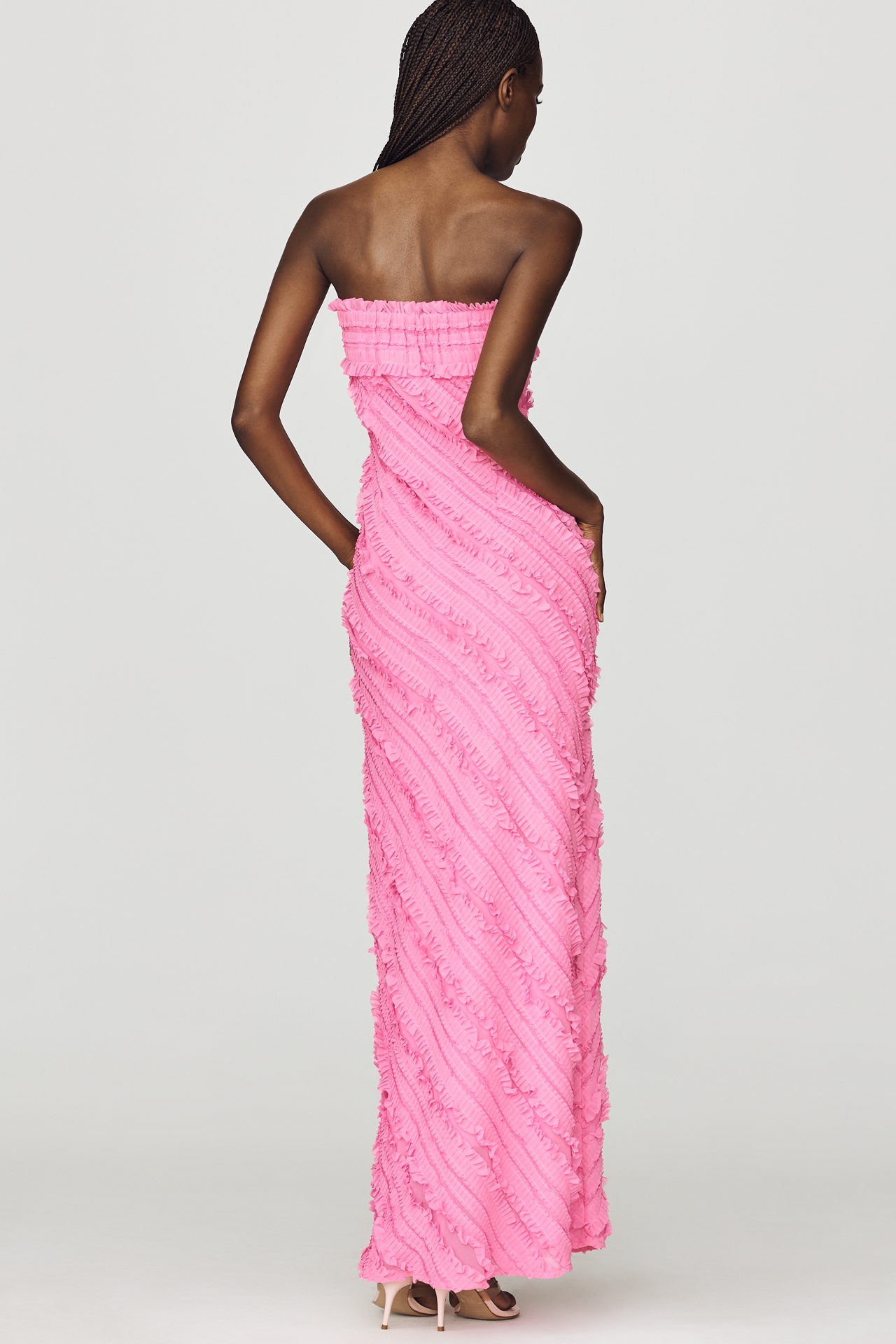 Endless Rose Strapless Textured Column Midi Dress