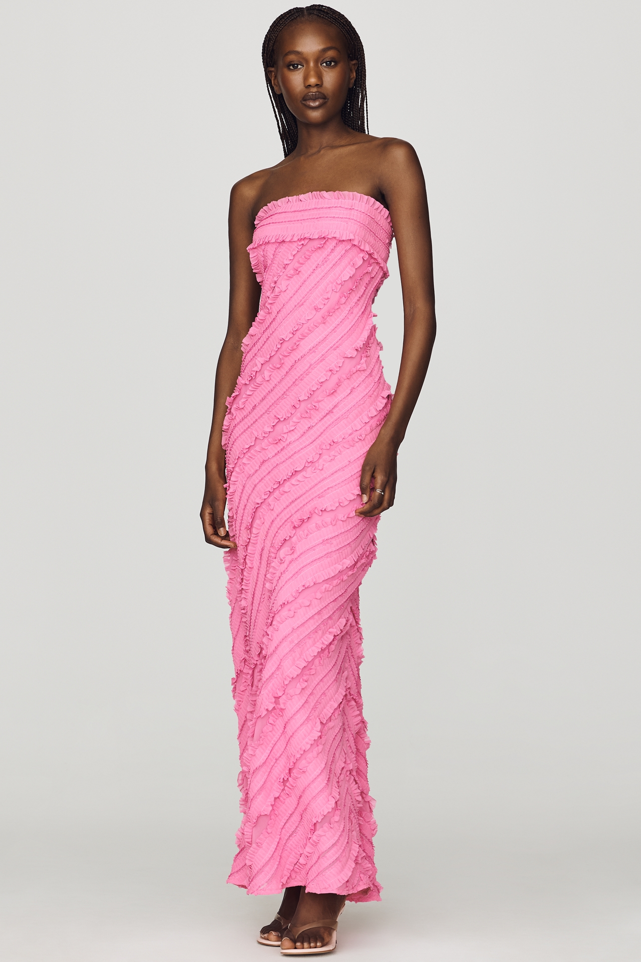 Endless Rose Strapless Textured Column Midi Dress