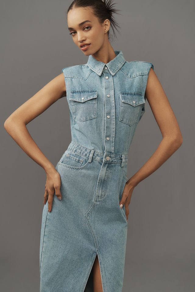 Grey Lab Sleeveless Denim Midi Dress #2