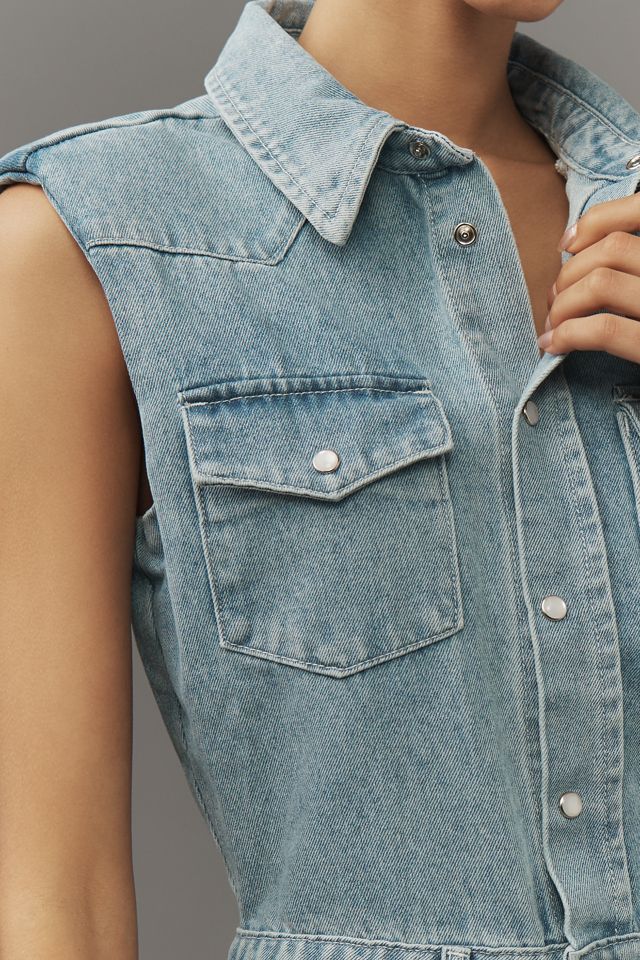Grey Lab Sleeveless Denim Midi Dress #3