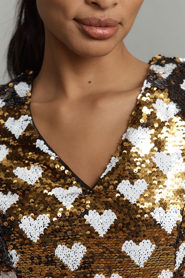 Endless Rose Short-Sleeve V-Neck Sequin Shift Mini Dress #2