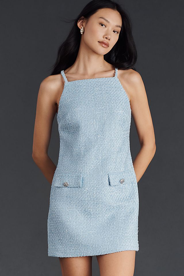 Endless Rose Square-Neck Tweed Shift Mini Dress | Anthropologie Endless Rose Square-Neck Tweed Shift Mini Dress | Anthropologie