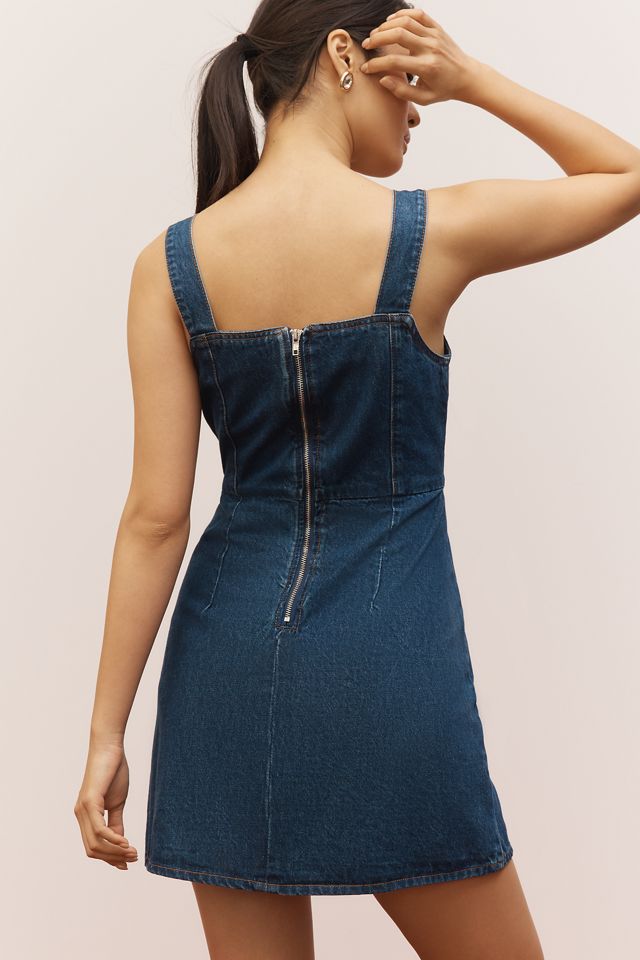 Endless Rose Square-Neck Bow Denim Mini Dress #1